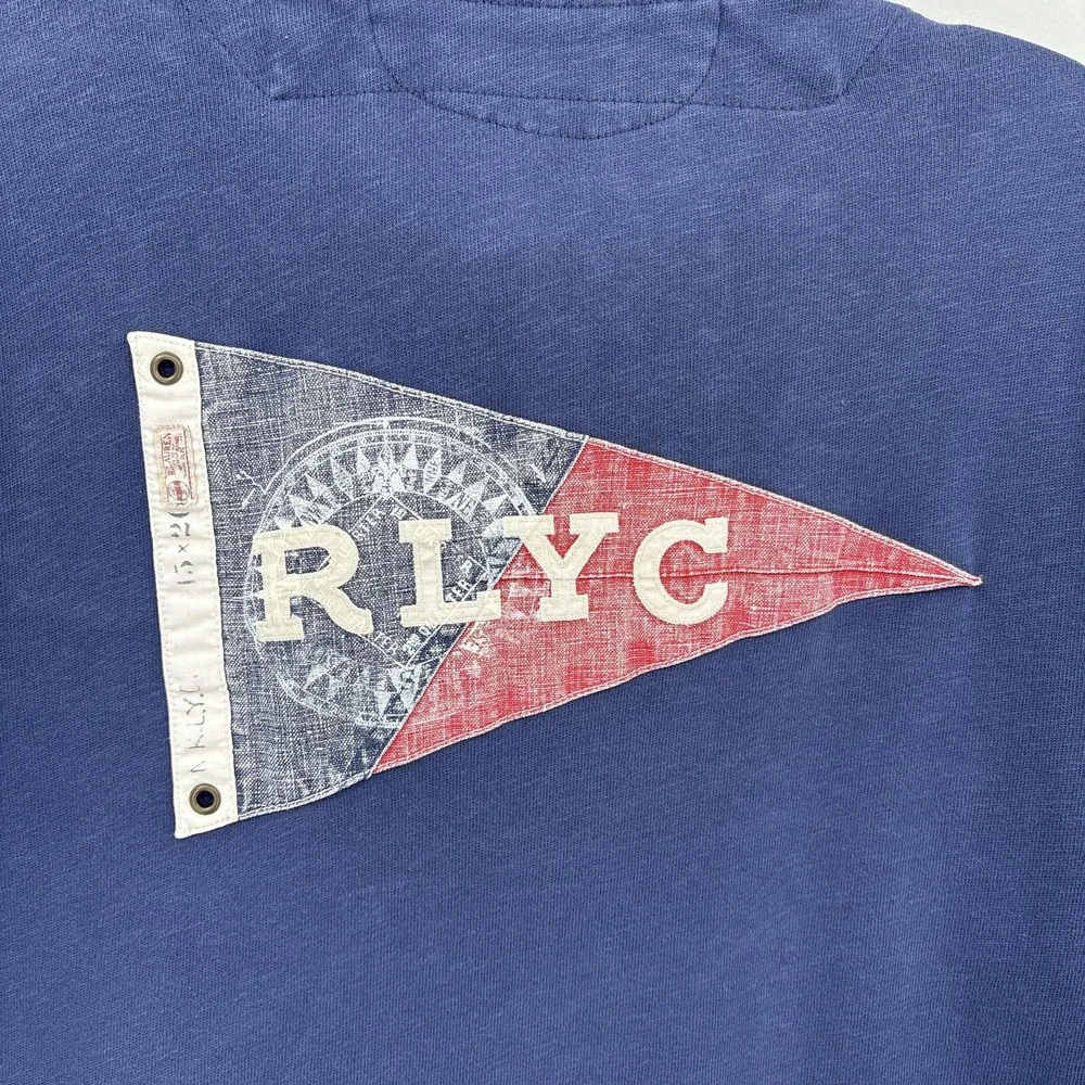 Polo Ralph Lauren Shirt Mens 2XL Blue Rugby RL Yacht Club Nautical Flag Spellout